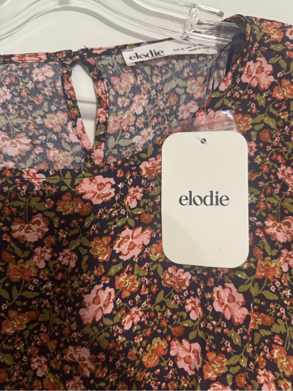 Elodie Pink Floral Tie-Back Long Sleeve Crop Top on Black - Picture 3 of 5